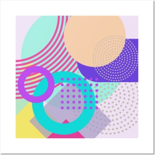 Modern Geometric Pattern Pastel Brights Pink Purple Serene Style Posters and Art